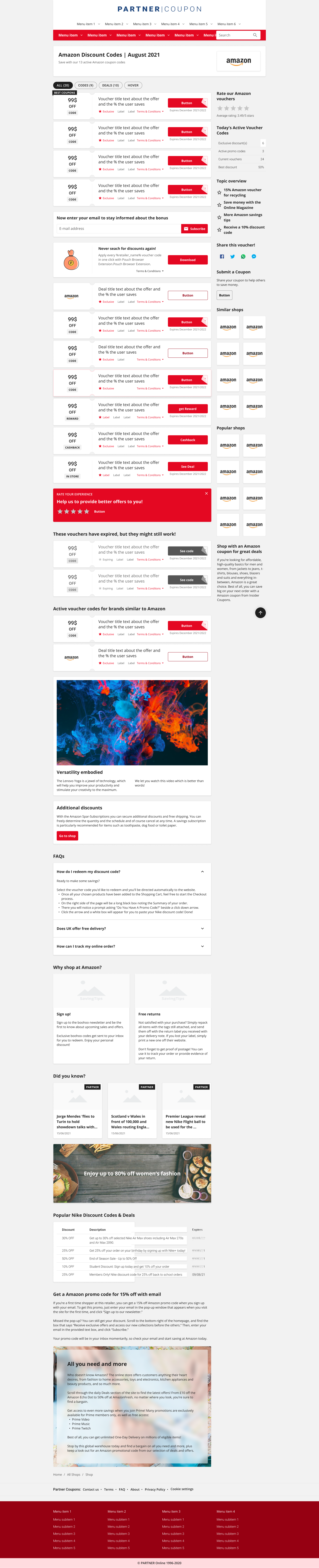 A real product page built from Atolls components — a discount code listing page