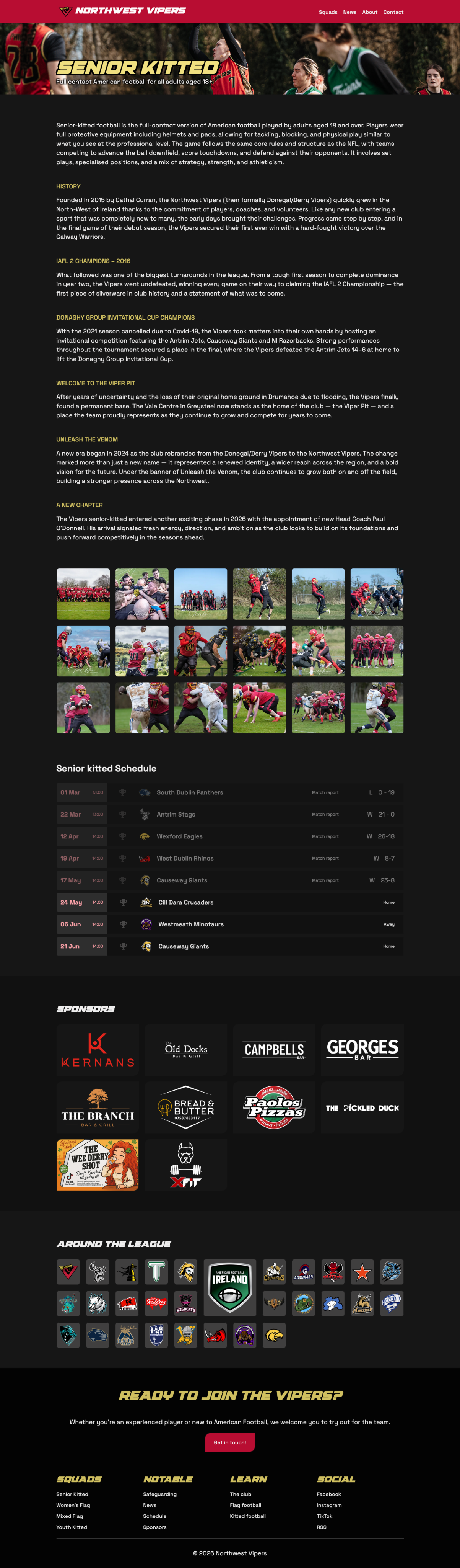 New senior kitted squad page